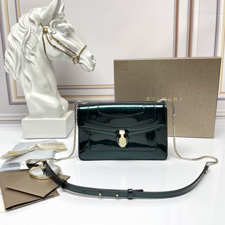 Bulgari Serpenti Forever Crossbody Bag in Dark Green Patent Leather