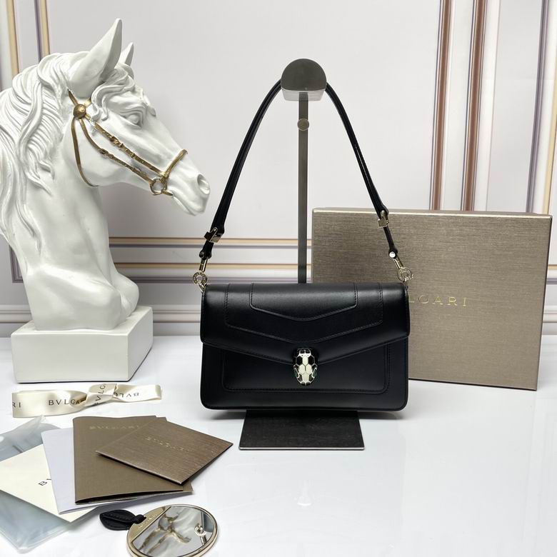Bvlgari Serpenti Forever East-West Shoulder Bag in Black Calf Leather