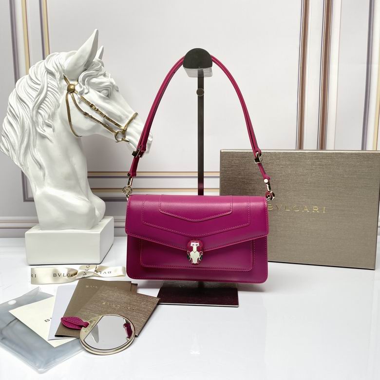 Bulgari Serpenti Forever East-West Shoulder Bag in Magenta Smooth Leather