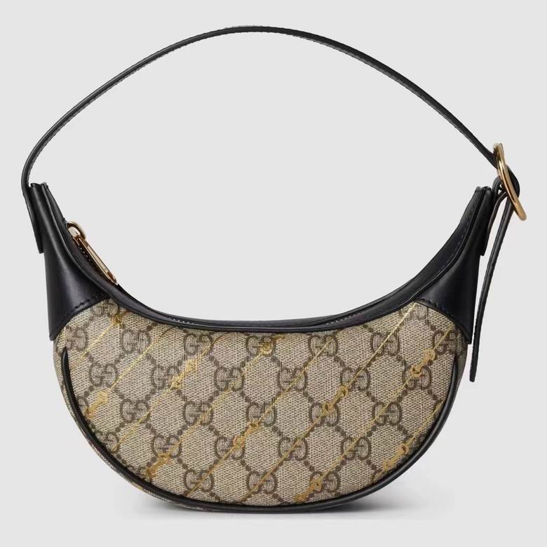 Gucci Ophidia Mini Half-Moon Shoulder Bag in GG Supreme Canvas with Horsebit