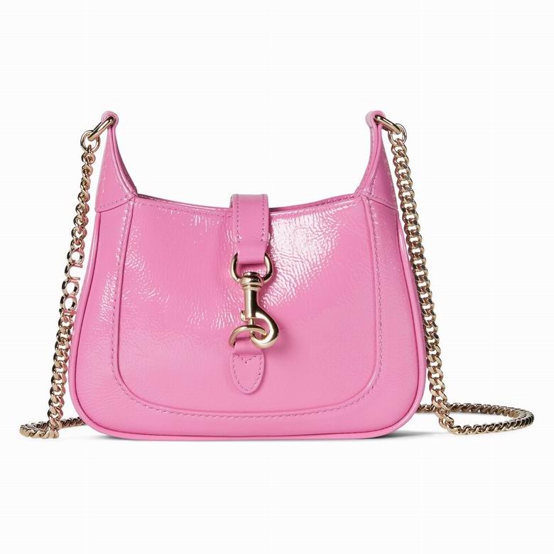 Gucci Jackie Mini Shoulder Bag with Chain Strap in Pink Patent Leather