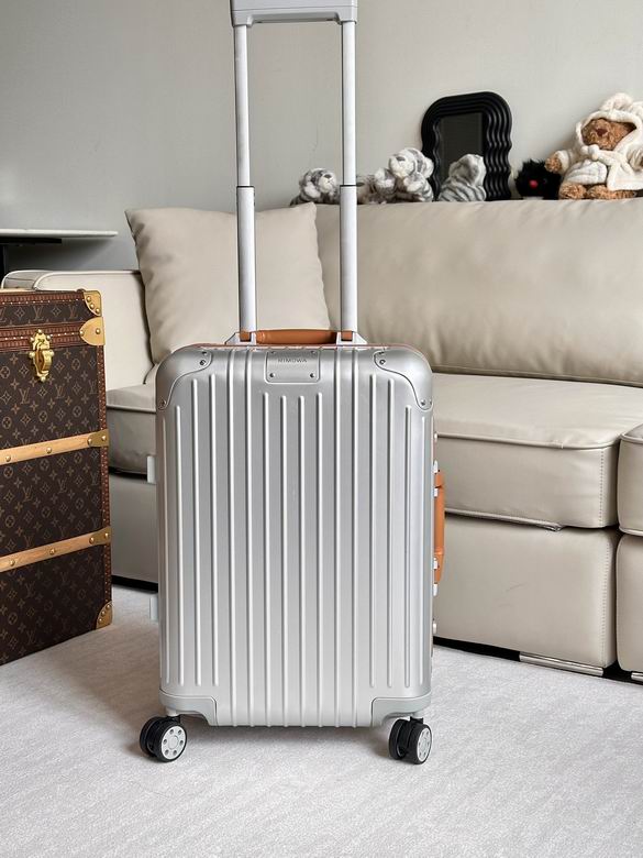 Rimowa Original Cabin Aluminum Suitcase 21 Inch in Silver with Tan Leather Handle