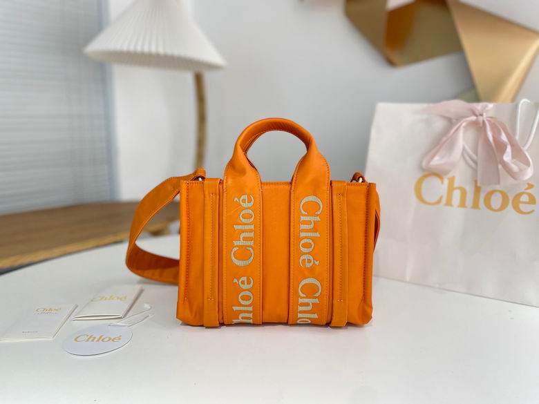 Chloé Woody Mini Tote Bag with Crossbody Strap in Orange
