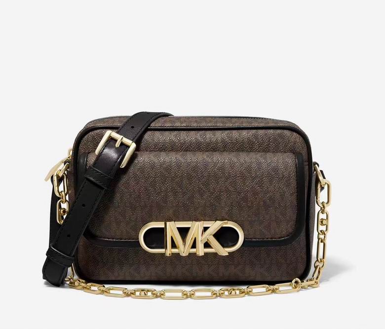 Michael Kors Parker Medium Camera Crossbody Bag in Brown Logo Canvas