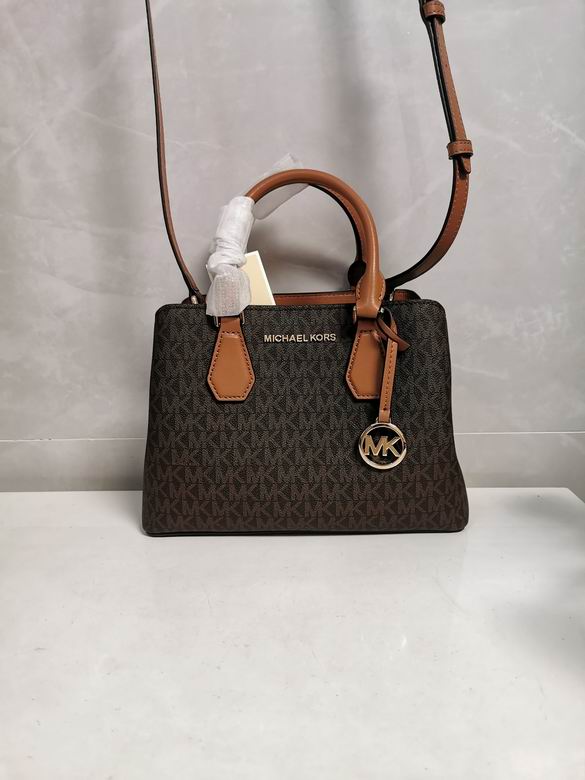 Michael Kors Parker Satchel in Brown MK Signature Canvas with Tan Trim