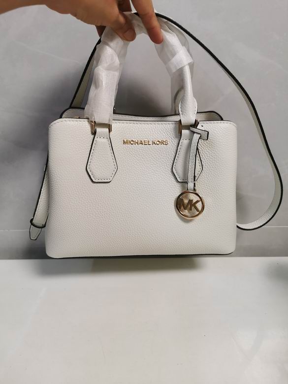 Michael Kors Parker Small Satchel with Crossbody Strap in White Pebbled Leather