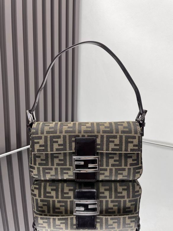 Fendi Baguette Medium Shoulder Bag in Brown FF Zucca Canvas