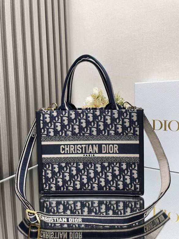 Christian Dior Book Tote Small in Blue Oblique Embroidered Canvas