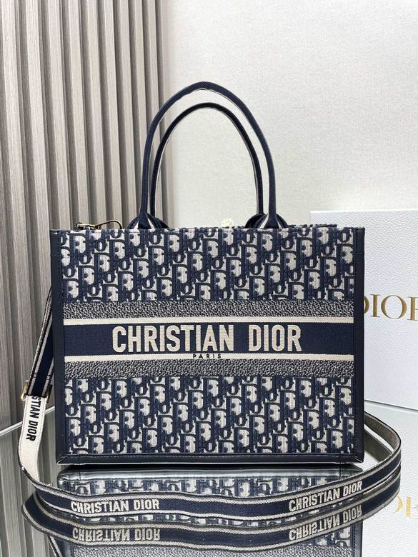 Christian Dior Book Tote Medium in Blue Oblique Jacquard with Shoulder Strap
