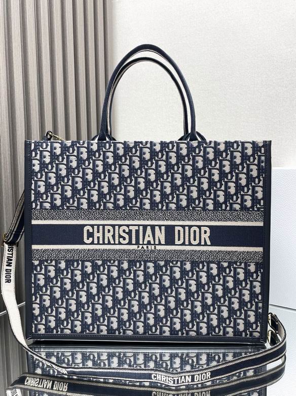 Christian Dior Book Tote Large in Blue Oblique Embroidered Canvas