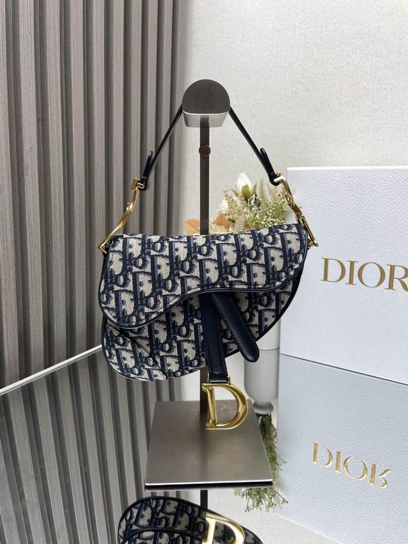Dior Saddle Medium Shoulder Bag in Blue Oblique Jacquard