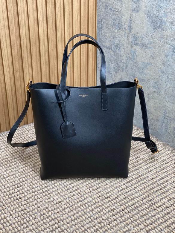 Saint Laurent Small Shopping Tote Bag in Black Leather with Shoulder Strap