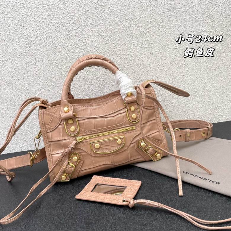 Balenciaga Neo Classic City Mini Top-Handle Bag in Blush Croc-Embossed Leather