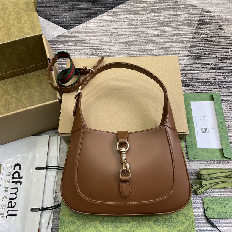 Gucci Jackie 1961 Small Shoulder Bag in Brown Leather