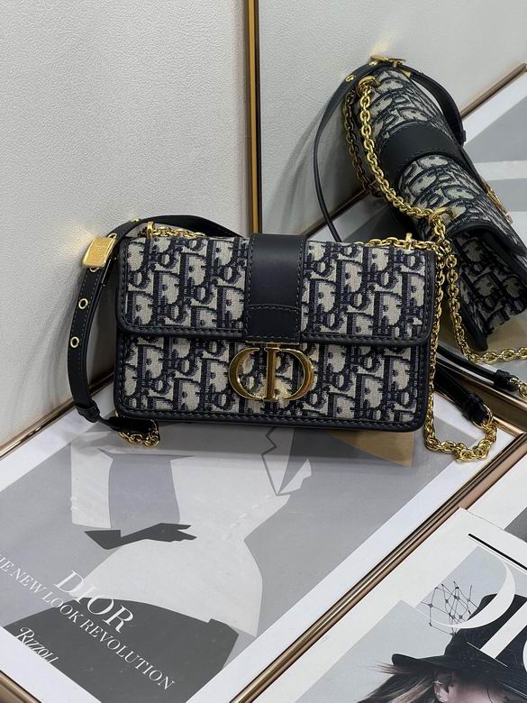 Dior 30 Montaigne East-West Chain Bag in Navy Blue Oblique Jacquard
