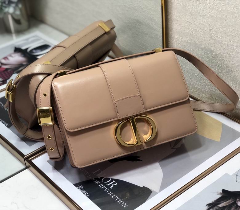 Christian Dior 30 Montaigne 24cm Flap Shoulder Bag in Nude Beige Calfskin