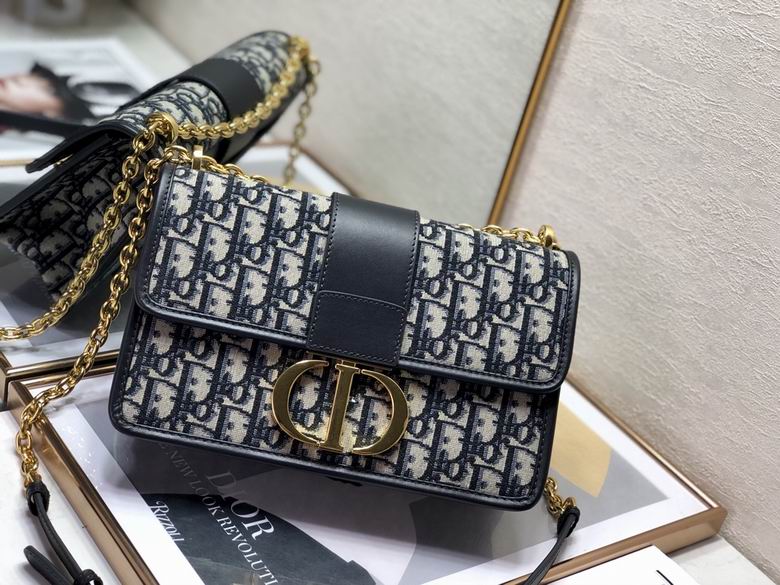 Christian Dior 30 Montaigne Chain Shoulder Bag in Blue Oblique Jacquard