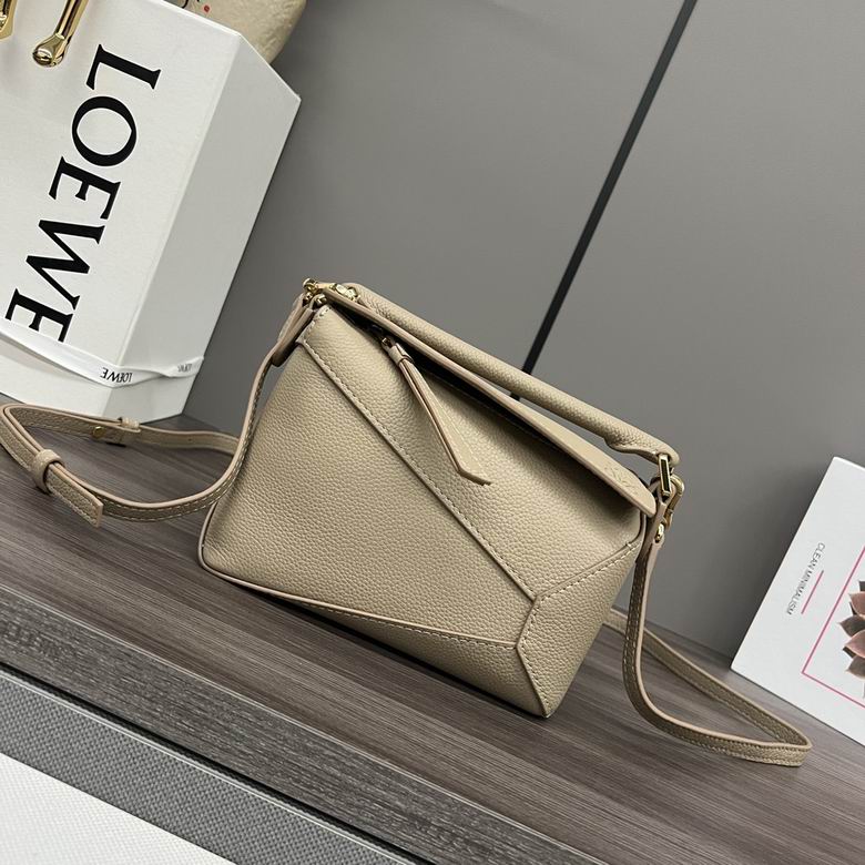 Loewe Puzzle Mini Crossbody Bag in Beige Grained Calfskin Leather