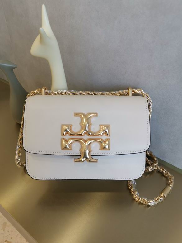 Tory Burch Eleanor Small Convertible Shoulder Bag in Cream Leather