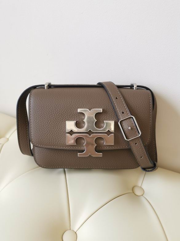 Tory Burch Eleanor Small Shoulder Bag in Taupe Pebbled Leather
