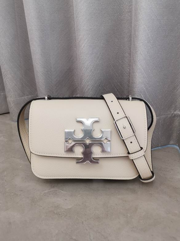 Tory Burch Eleanor Small Convertible Shoulder Bag in Cream Pebbled Leather