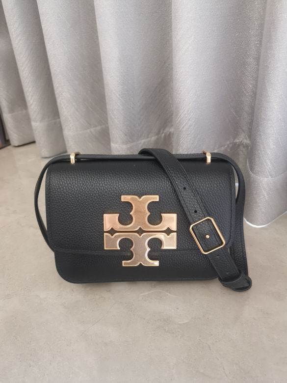 Tory Burch Eleanor Small Shoulder Bag in Black Pebbled Leather