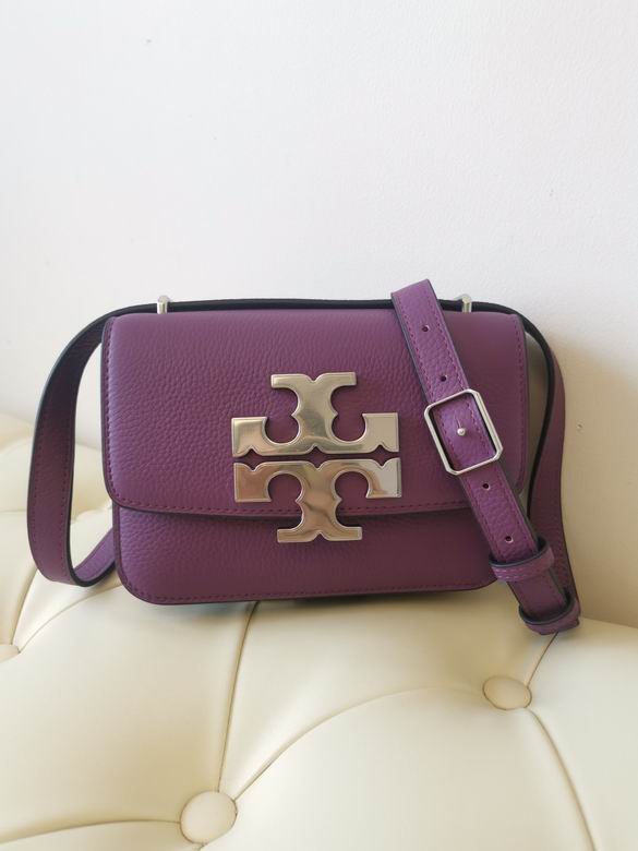 Tory Burch Eleanor Small Crossbody Shoulder Bag in Purple Pebbled Leather