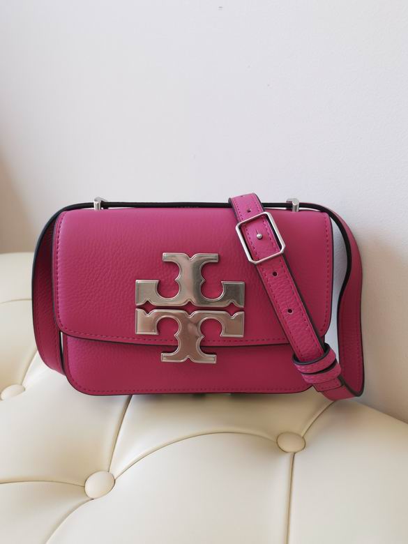 Tory Burch Eleanor Small Convertible Shoulder Bag in Magenta Pebbled Leather