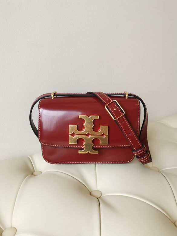 Tory Burch Eleanor Small Shoulder Bag in Burgundy Glossy Leather