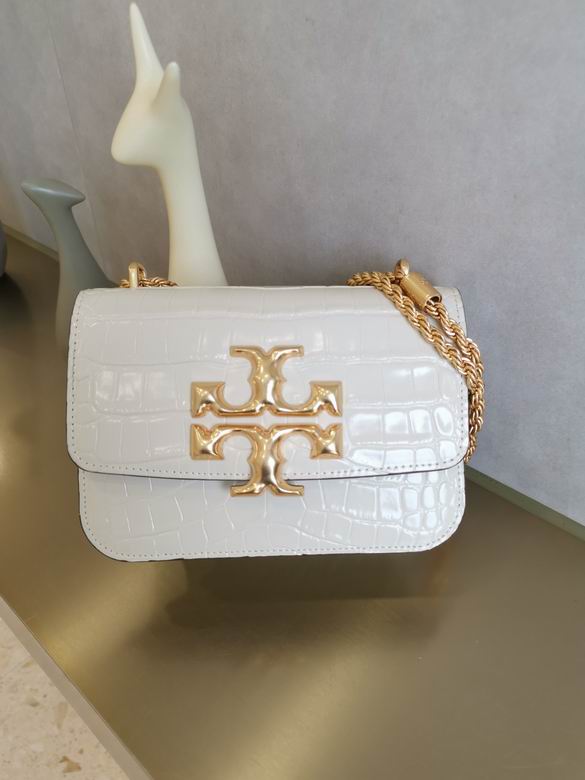Tory Burch Eleanor Small Shoulder Bag in Ivory Croc-Embossed Leather
