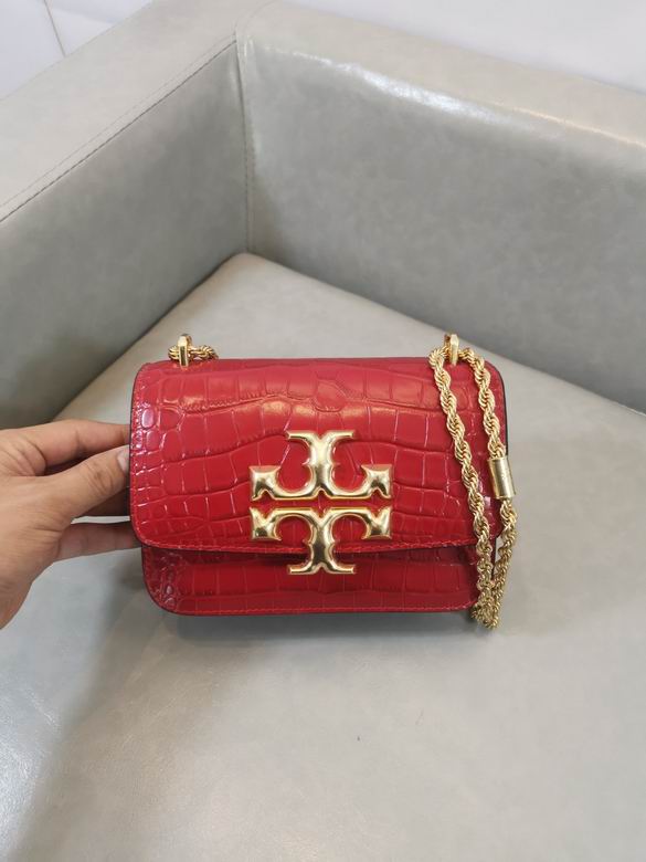 Tory Burch Eleanor Small Shoulder Bag in Red Croc-Embossed Leather