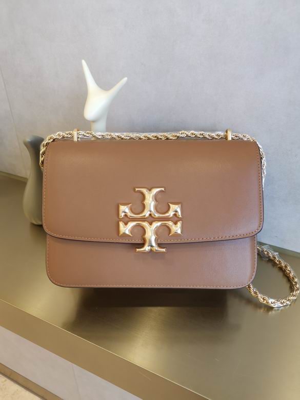 Tory Burch Eleanor Convertible Shoulder Bag in Tan Brown Leather