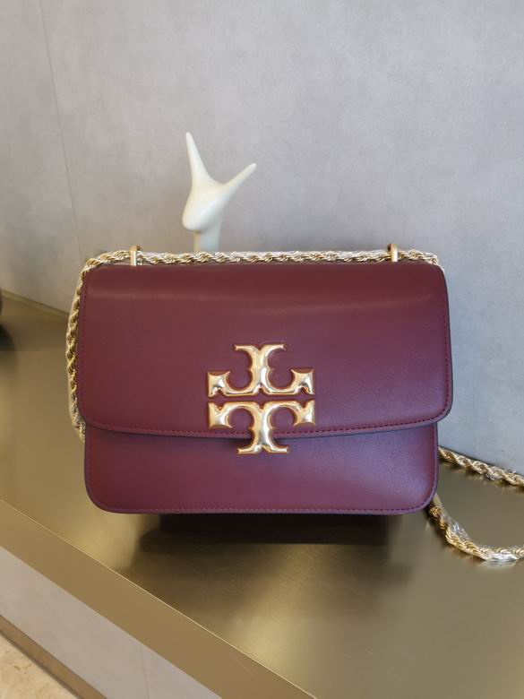 Tory Burch Eleanor Convertible Shoulder Bag in Burgundy Leather