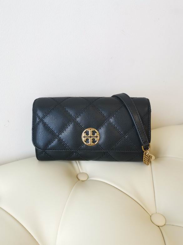 Tory Burch Willa Quilted Wallet Crossbody Bag in Black Leather