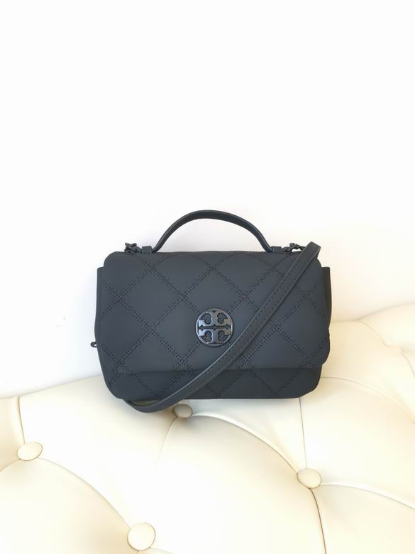 Tory Burch Willa Mini Top-Handle Crossbody Bag in Black Quilted Leather