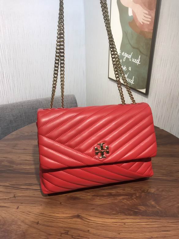 Tory Burch Kira Chevron Convertible Shoulder Bag in Red Quilted Leather