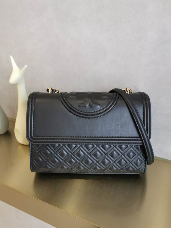 Tory Burch Fleming Convertible Shoulder Bag in Black Quilted Leather