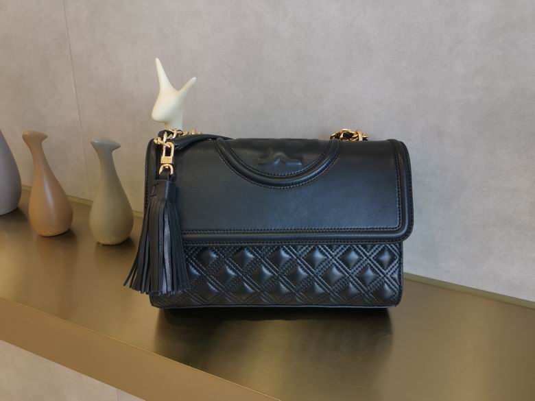 Tory Burch Fleming Small Convertible Shoulder Bag in Black Quilted Leather