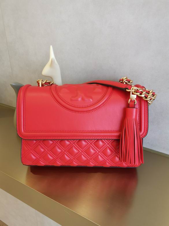 Tory Burch Fleming Convertible Shoulder Bag in Red Quilted Leather
