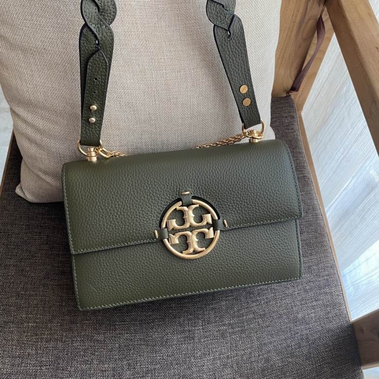 Tory Burch Miller Flap Shoulder Bag in Olive Green Pebbled Leather