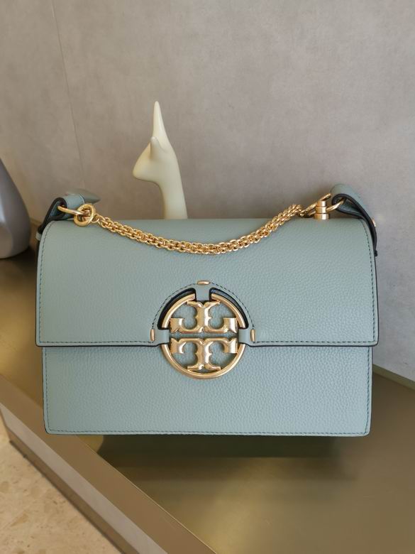 Tory Burch Miller Shoulder Bag in Sage Blue-Green Pebbled Leather
