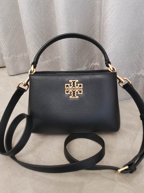 Tory Burch Britten Mini Top-Handle Crossbody Bag in Black Pebbled Leather