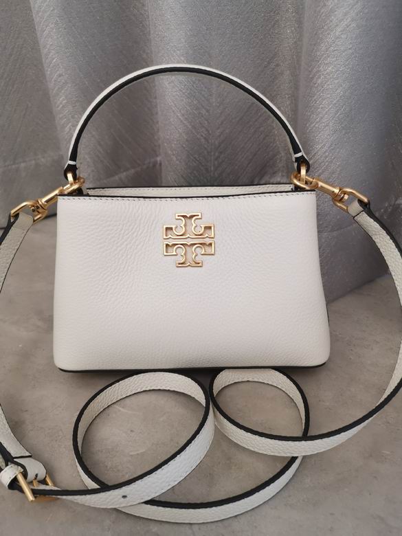 Tory Burch Britten Mini Top-Handle Crossbody Bag in Cream Pebbled Leather