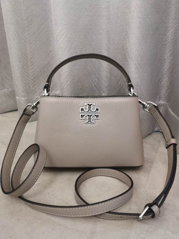 Tory Burch Britten Mini Top-Handle Crossbody Bag in Greige Pebbled Leather