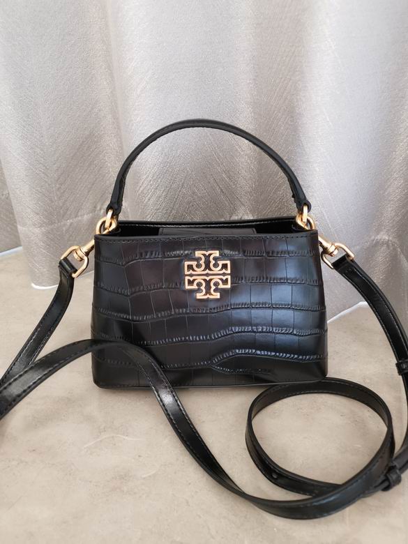Tory Burch Britten Mini Top-Handle Bag in Black Croc-Embossed Leather