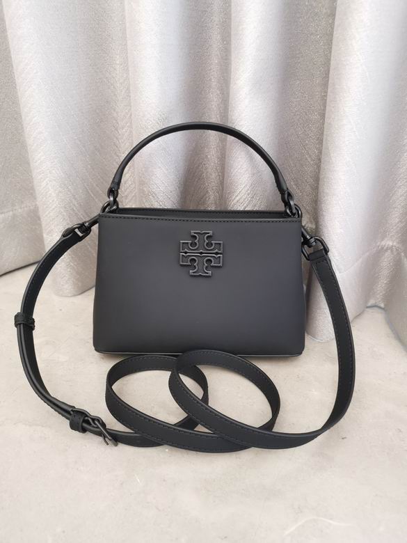 Tory Burch Britten Small Top-Handle Crossbody Bag in Matte Black Leather