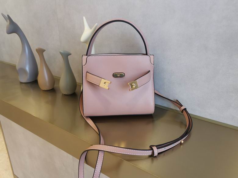 Tory Burch Lee Radziwill Petite Double Bag in Dusty Pink Leather