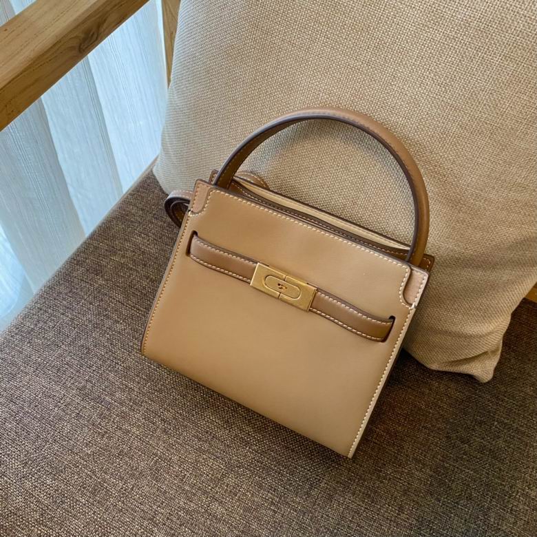 Tory Burch Lee Radziwill Petite Double Bag in Tan Smooth Leather