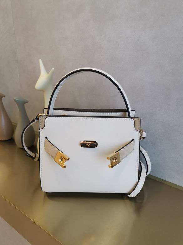 Tory Burch Lee Radziwill Petite Top-Handle Bag in White Leather