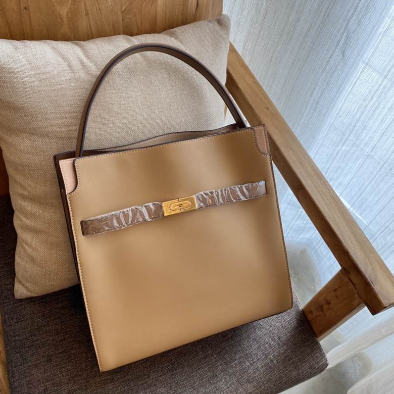 Tory Burch Lee Radziwill Double Bag in Camel Smooth Leather